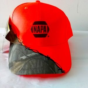 Realtree NWT Men’s Hardwoods High Definition NAPA Blaze Orange & Camo Cap OS New